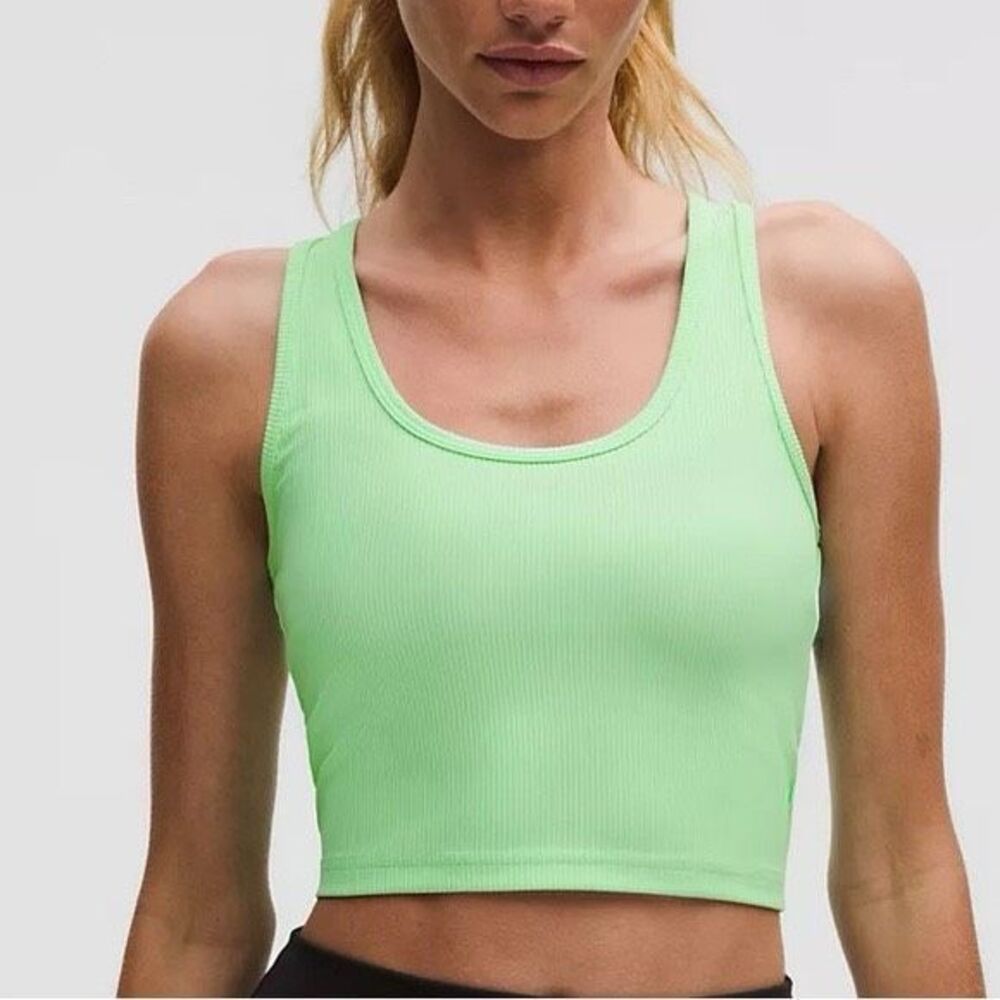 lululemon Green Ribbed Reversible Cropped Tank Top